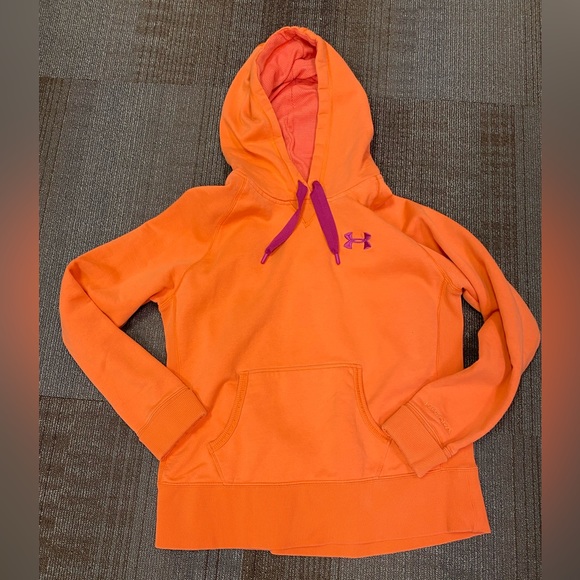 Under Armor Orange Cotton Blend Hoodie sz L - Picture 2 of 3